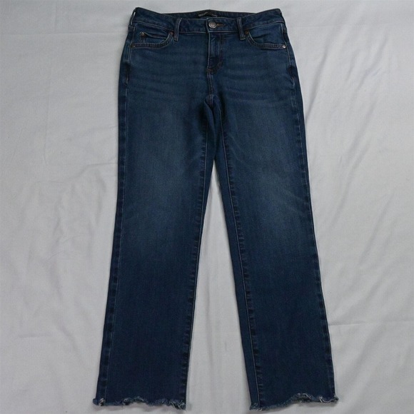 Simply Vera by Vera Wang 4 Straight Raw Hem‎ Dark Wash Flex Denim Jeans - Picture 1 of 7